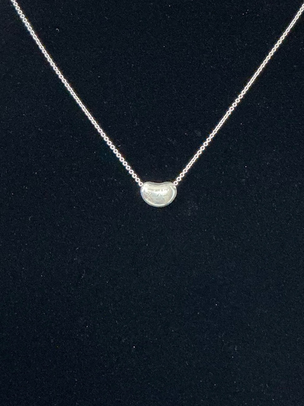 Tiffany and Co 925 Sterling Silver Bean Pendant Necklace